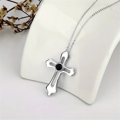 Photo Projection Cross Necklace