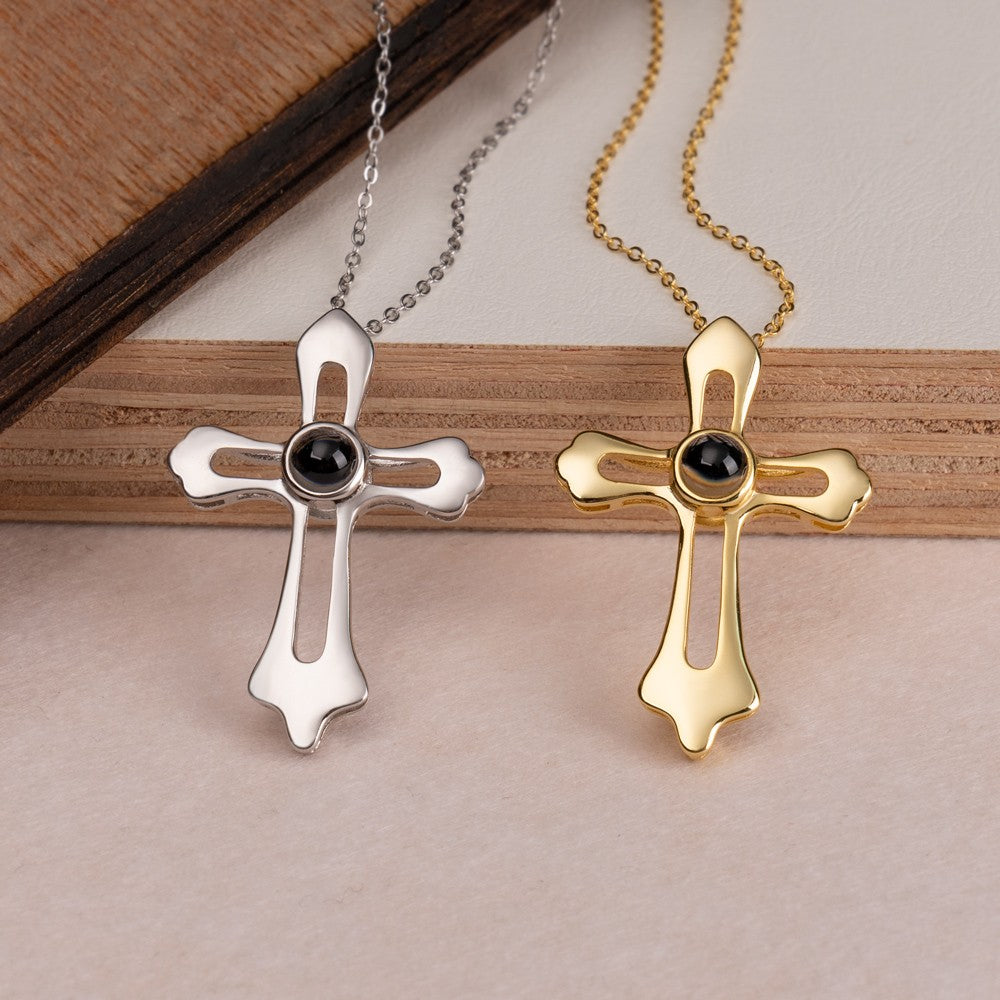Photo Projection Cross Necklace