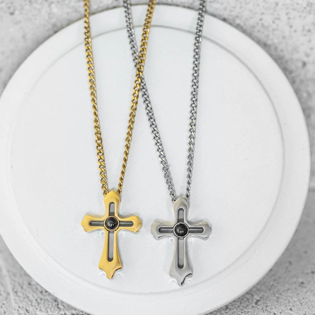 Photo Projection Cross Necklace
