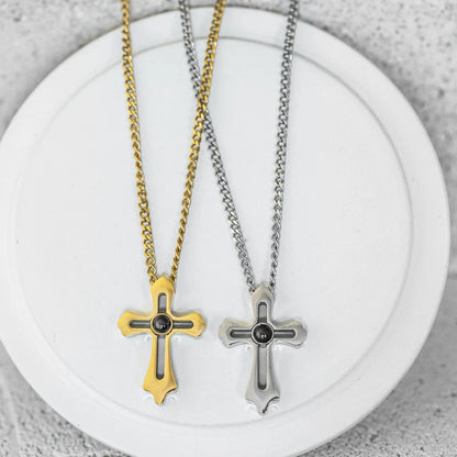 Photo Projection Cross Necklace